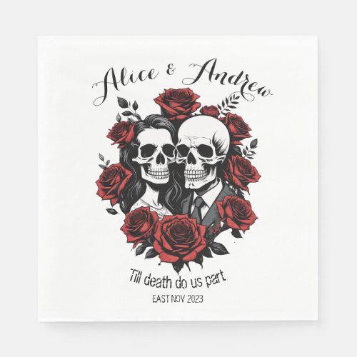 Skull souple wedding roses napkins