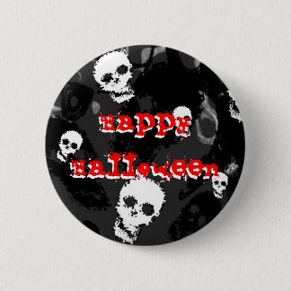Skull Specters B&W red 'Happy Halloween' button