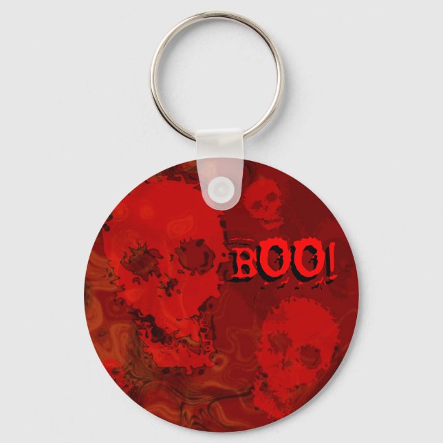 Skull Specters Red 'Boo!' keychain (Front)
