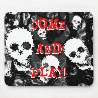 Skull Spectres B&W 'Come and Play!' mousepad