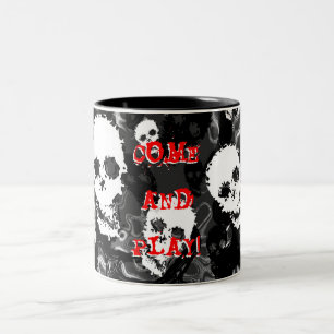 Skull Spectres B&W 'Come and Play!' two-tone mug