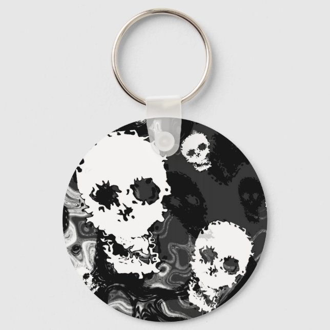 Skull Spectres B&W keychain (Front)