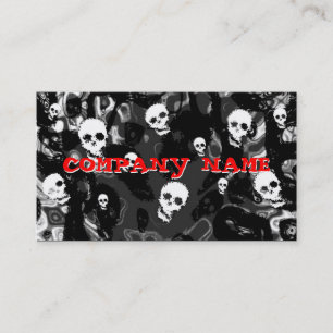 Skull Spectres B & W small horizontal red Business Card