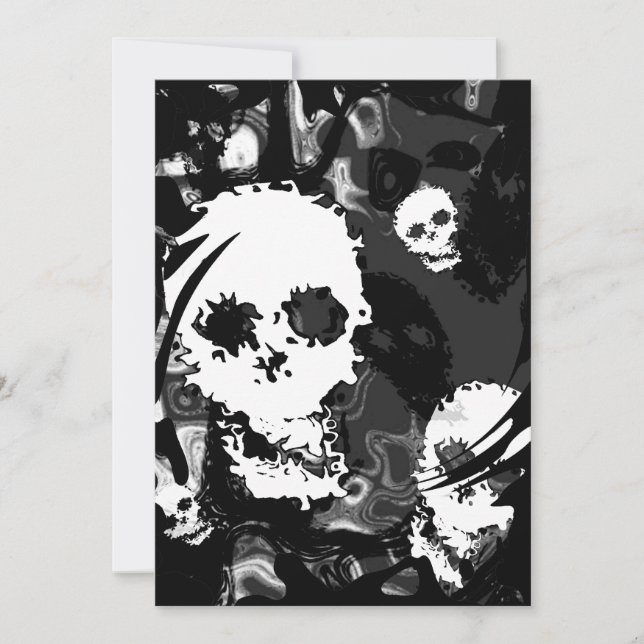 Skull Spectres B&W swirl invitation (Front)