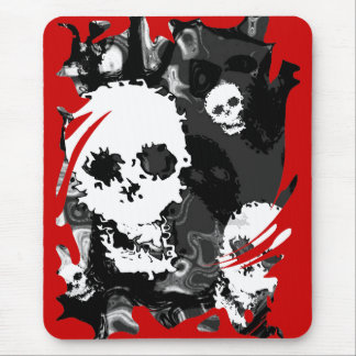 Skull Spectres B&W swirl mousepad (red background)