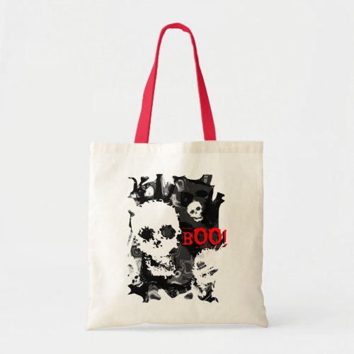 Skull Spectres BW swirl red Boo tote bag