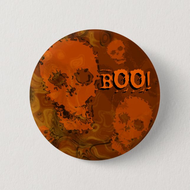Skull Spectres Orange 'Boo!' button (Front)