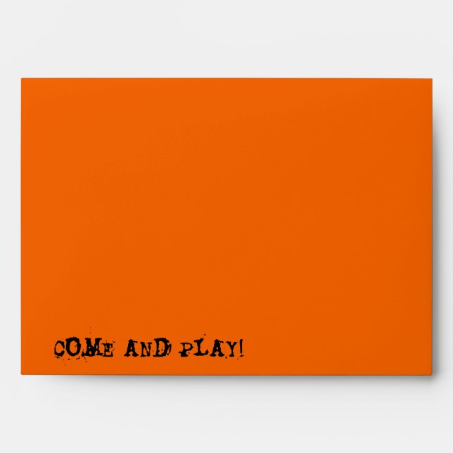 Skull Spectres Orange  'Come and Play!' envelope (Front)
