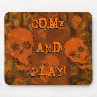 Skull Spectres Orange 'Come and Play!' mousepad