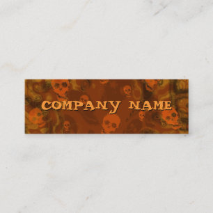 Skull Spectres Orange horizontal black skinny Mini Business Card