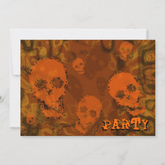 Skull Spectres Orange 'Party' invitation