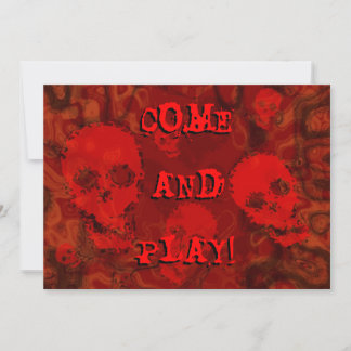 Skull Spectres Red 'Come and Play!' invitation