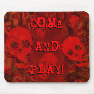 Skull Spectres Red 'Come and Play!' mousepad