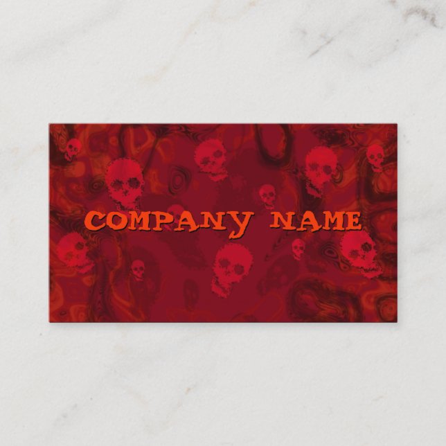 Skull Spectres Red small horizontal black Business Card (Front)