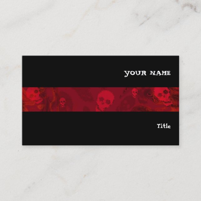 Skull Spectres Red stripe horizontal black Business Card (Front)