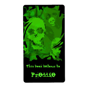 Skull Spectres swirl bookplate label