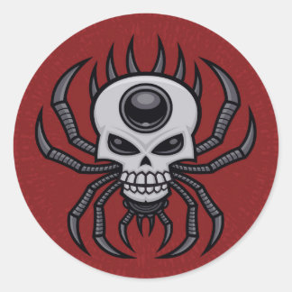 Skull Spider Classic Round Sticker