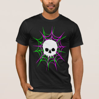 Skull & Spiderwebs (Black Pink Green) T-Shirt