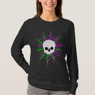 Skull & Spiderwebs (Black Pink Green) T-Shirt