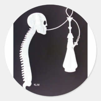 Skull&Spine w/ Hookah Classic Round Sticker