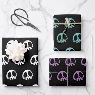 Skull Spooky Goth Halloween 3 colors Wrapping Paper Sheets