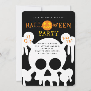 Skull Spooky Halloween Kids Party Invitation