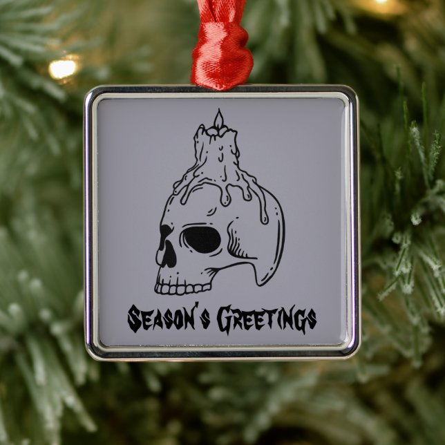 Skull Spooky Horror Gothic Metal Ornament (Tree)