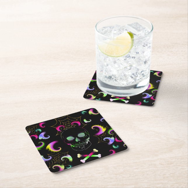 Skull Square Paper Coaster (Insitu)