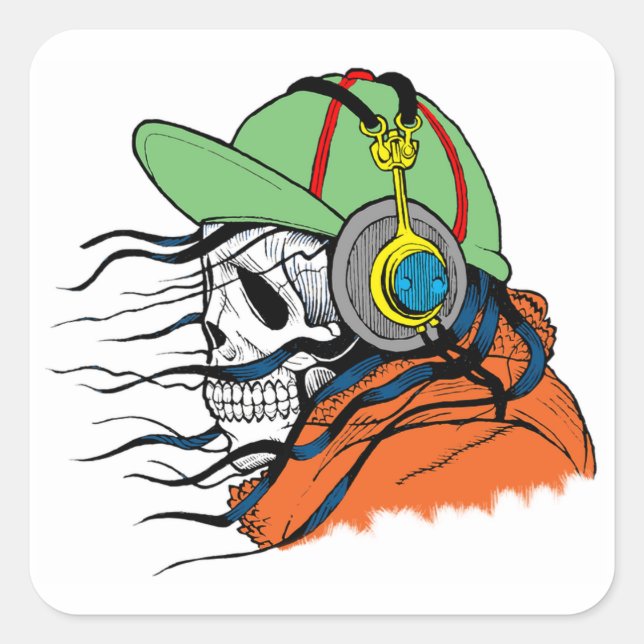 Skull Square Sticker (Front)