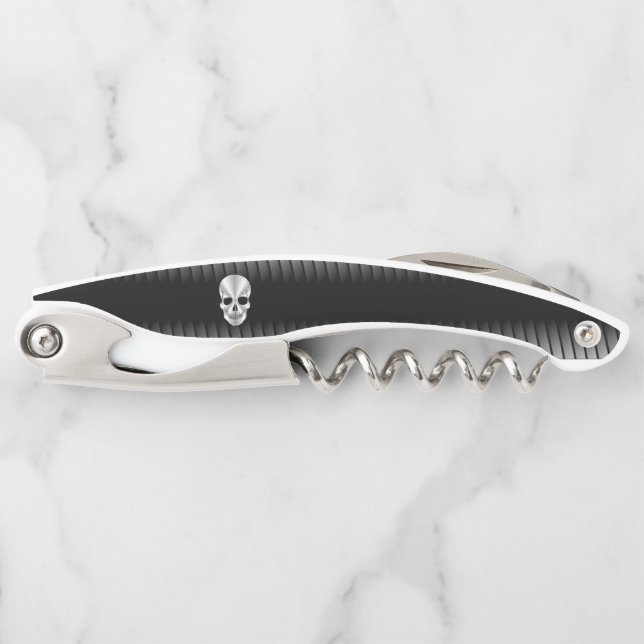 Skull Stainless Steel Look Waiter's Corkscrew (Front)