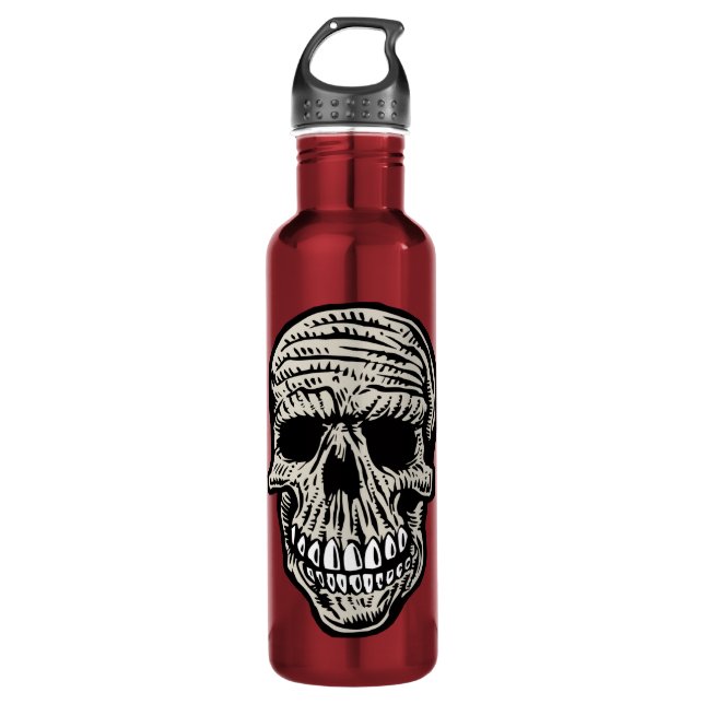 skull stainless steel water bottle (Front)
