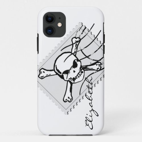 Skull Stamp Custom Monogram 2 iPhone 11 Case