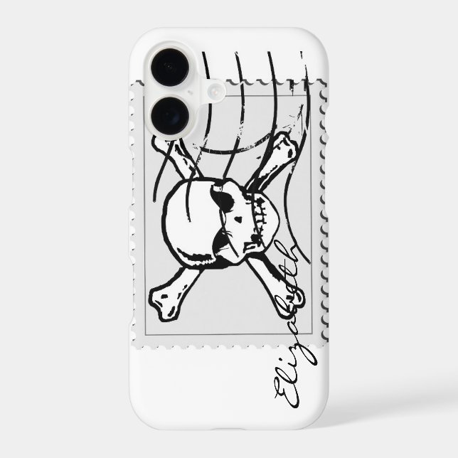 Skull Stamp Custom Monogram #2 Iphone Case (Back)
