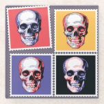 Skull Stamps Glass Coaster<br><div class="desc">Cool Halloween Coaster</div>