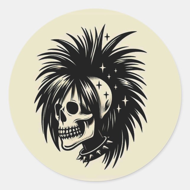 'SKULL & STARS' CLASSIC ROUND STICKER (Front)