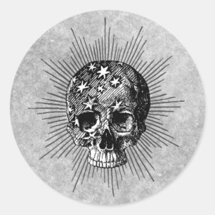 Skull & Stars I Classic Round Sticker