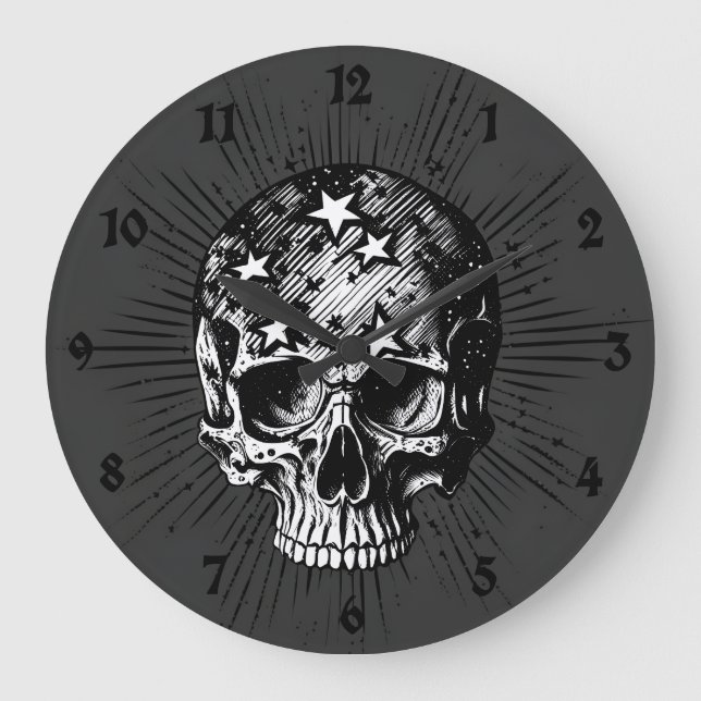 Skull & Stars III Large Clock (Front)