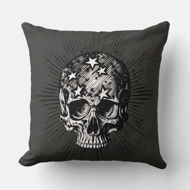 Skull & Stars III Throw Pillow (Front)