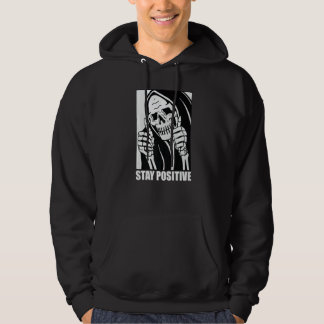 Skull Stay Positive Skeleton Halloween Motivationa Hoodie