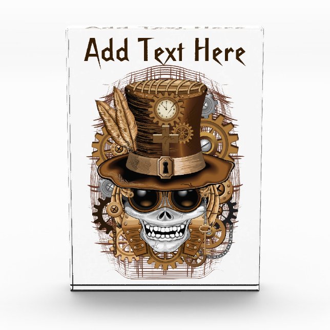 Skull Steampunk Voodoo Retro Machine Acrylic Award (Front)