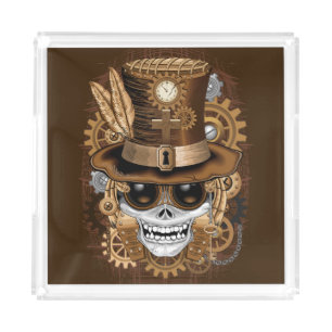 Skull Steampunk Voodoo Retro Machine Acrylic Tray