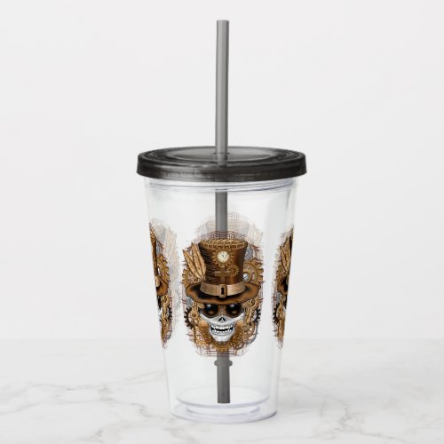 Skull Steampunk Voodoo Retro Machine Acrylic Tumbler