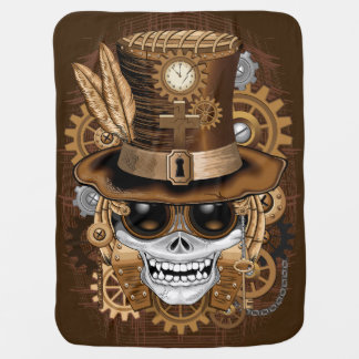 Skull Steampunk Voodoo Retro Machine Baby Blanket