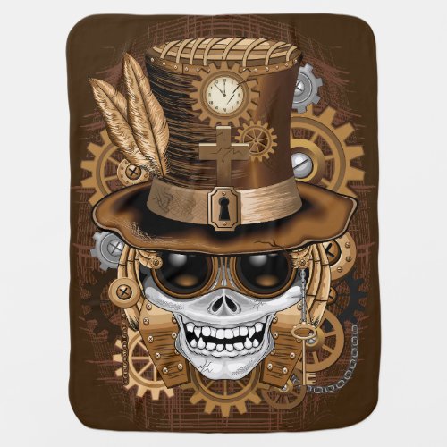 Skull Steampunk Voodoo Retro Machine Baby Blanket