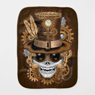 Skull Steampunk Voodoo Retro Machine Baby Burp Cloth