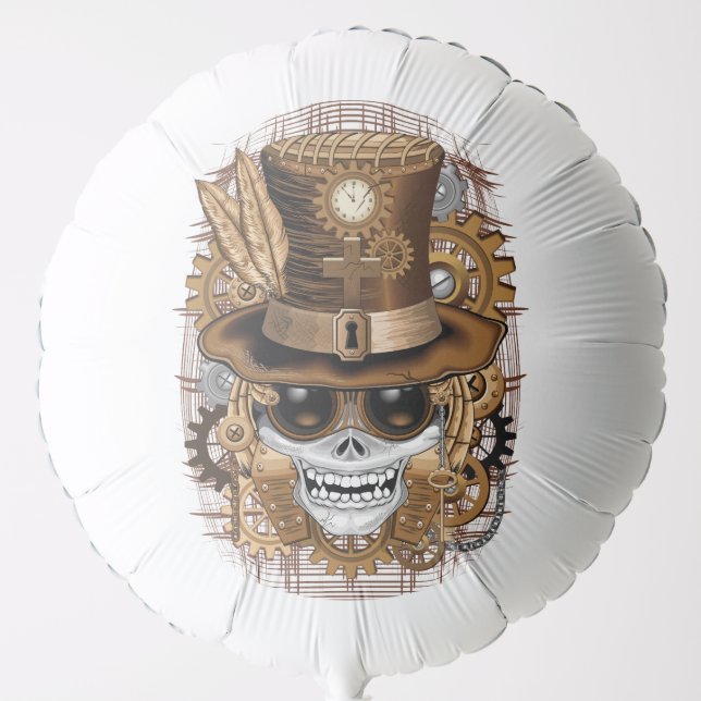 Skull Steampunk Voodoo Retro Machine Balloon (Front)