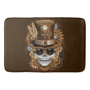 Skull Steampunk Voodoo Retro Machine Bath Mat