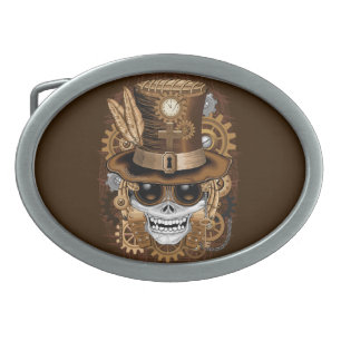 Skull Steampunk Voodoo Retro Machine Belt Buckle