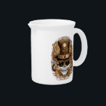 Skull Steampunk Voodoo Retro Machine Beverage Pitcher<br><div class="desc">Skull Steampunk Voodoo Retro Gothic Creepy Surreal Machine with Clocks,  Gears,  Bolts. Perfect Design also for Halloween vibes . Original Vector Art Copyright BluedarkArt TheChameleonArt.</div>