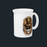Skull Steampunk Voodoo Retro Machine Beverage Pitcher<br><div class="desc">Skull Steampunk Voodoo Retro Gothic Creepy Surreal Machine with Clocks,  Gears,  Bolts. Perfect Design also for Halloween vibes . Original Vector Art Copyright BluedarkArt TheChameleonArt.</div>
